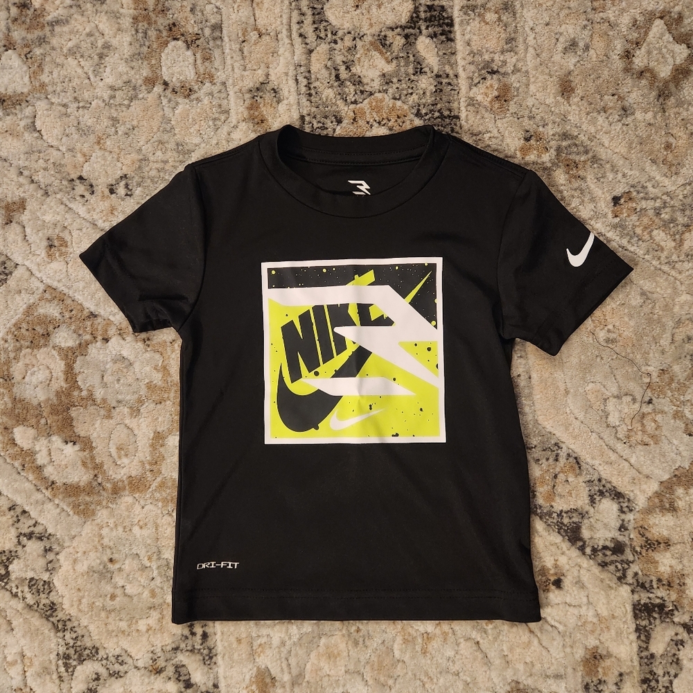 Black Graphic T-Shirt with Neon Yellow Design